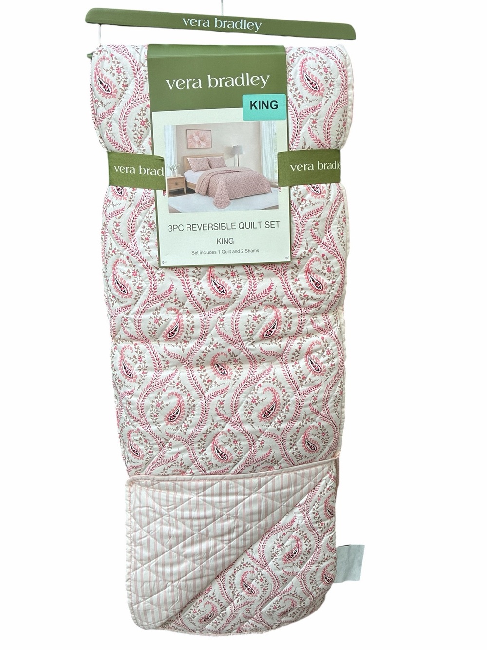 Vera Bradley King 3-Piece Reversible Quilt Set in Pink